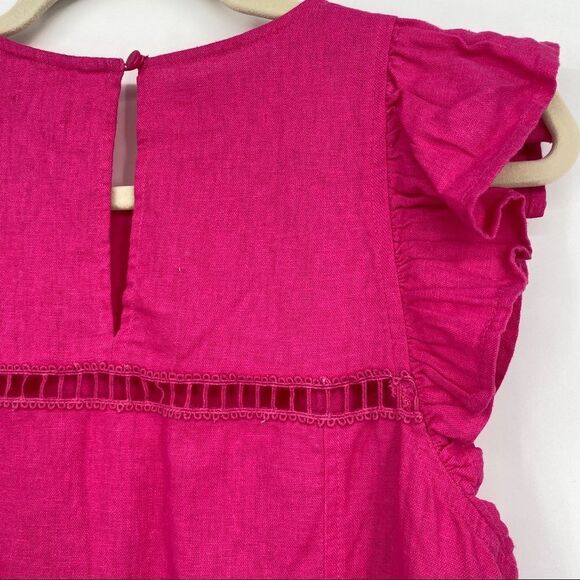 🐇 BP Crop Top Shirt Blouse Ruffle Sleeve Pink Medium - Picture 6 of 8